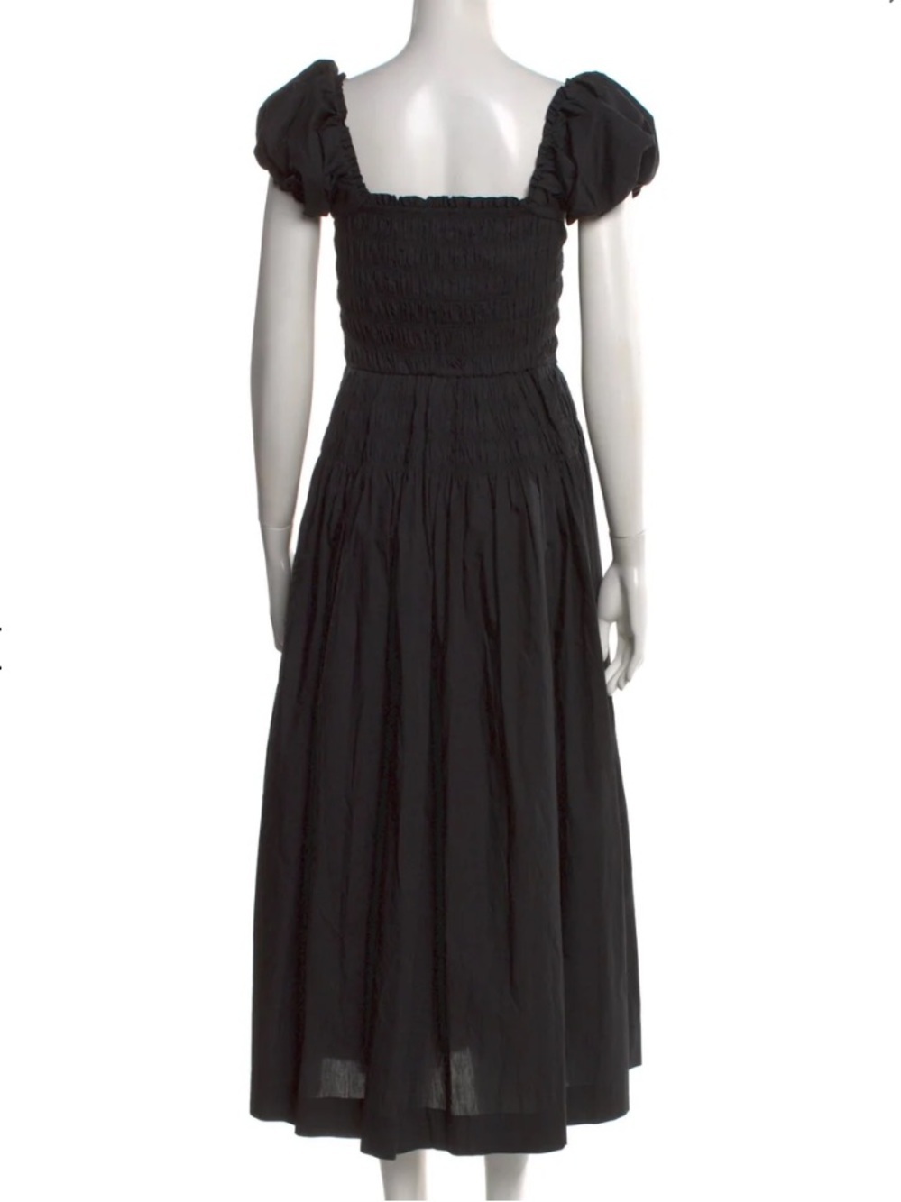Caroline Constas Black Puff-Sleeve Smocked Midi Dress - Picture 3 of 10